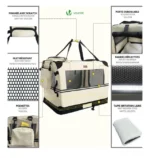 Transportín VOUNOT Perro/Gato M Beige 60x44x44cm - Imagen 3